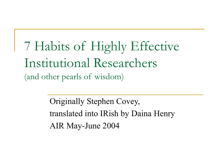 7 habits of highly effective researchers