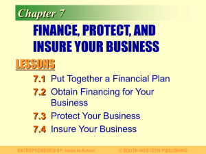 Chapter 7 FINANCE, PROTECT, AND INSURE YOUR BUSINESS