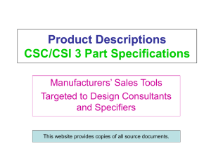 Product Descriptions CSC/CSI 3 Part Specifications