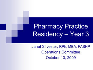 Pharmacy Practice Residency – Year 3