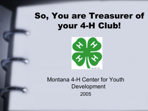 So, You are Treasurer of your 4-H Club!