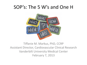 SOP`s: The 5 W`s and one H - Vanderbilt University Medical Center