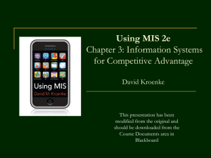Using MIS 2e Chapter 3: Information Systems for Competitive
