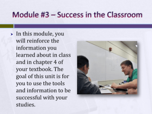 Module #3 * Success in the Classroom