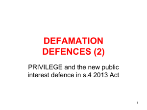 DEFAMATION defences 2