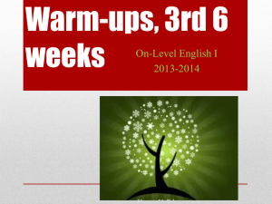 Warm-ups, 2nd 6 weeks