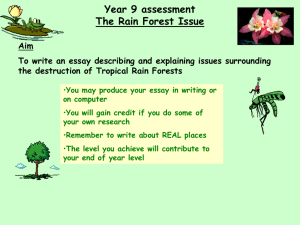 Year 9 assessment Tropical Rain Forest destruction