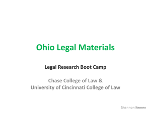 Researching Ohio Law - Salmon P. Chase College of Law