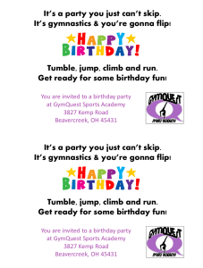 It*s time to tumble It*s time to play Help me celebrate my birthday!