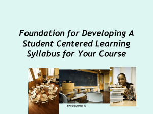 Foundation for Developing A Student Centered Learning Syllabus