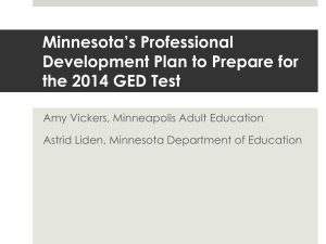 Minnesota`s Professional Development Plan to Prepare for