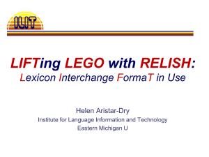 Lexicon Standards and the LEGO Project