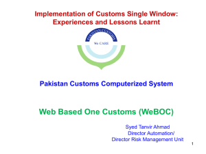 Pakistan Customs Computerized System – Syed Tanvir