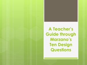 A Teacher`s Guide through Marzano`s Ten Design Questions