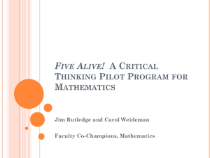 Five Alive! A Critical Thinking Pilot Program for Mathematics