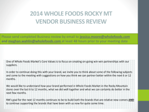 2014 Whole Foods Rocky MT Vendor BUSINESS REVIEW