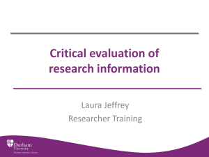Critical evaluation of research information