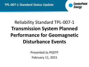 Geomagnetic Disturbances Update on TPL-007