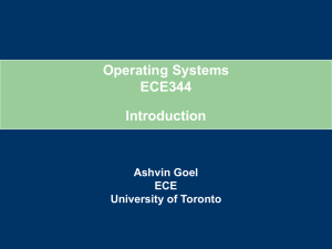 Introduction to OS - University of Toronto