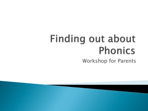 Phonics Workshop for Parents - St Edward`s Catholic First School