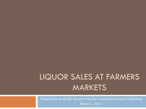 Liquor Sales at Farmers Markets - BC Association of Farmers` Markets