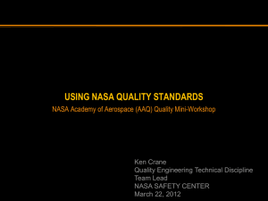Using NASA Quality Standards - Academy of Aerospace Quality