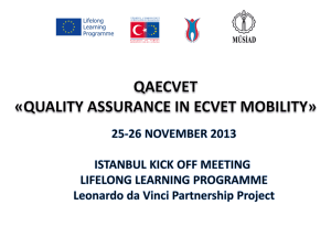 «QUALITY ASSURANCE IN ECVET MOBILITY»