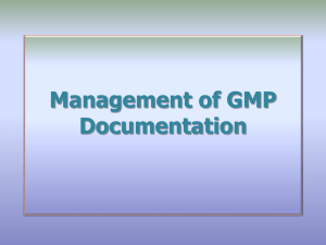 Company name DEPARTMENT Management of GMP