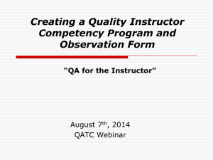 Creating a Quality Instructor Competency Program and