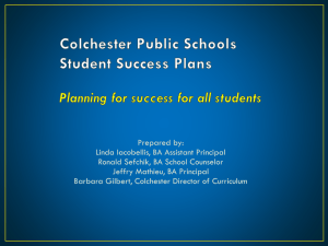 Colchester Public Schools Student Success Plans