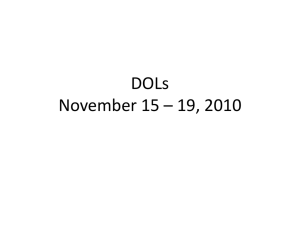 DOLs November 15 * 19, 2010