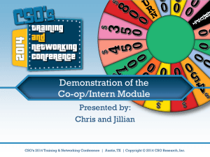 Demonstration of the Co-op/Intern Module