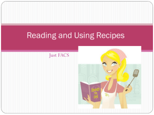 Reading and Using Recipes PowerPoint Presentation