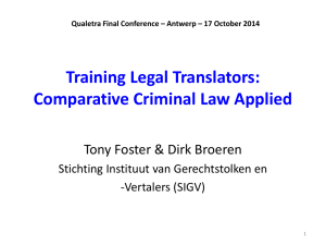 Training Legal Translators: Comparative Criminal Law