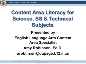 Content Area Literacy Presentation - Illinois State Board of Education