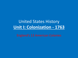 England`s 13 American Colonies