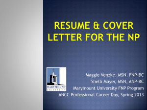 Resume & Cover Letter for the NP - American Nurses Credentialing