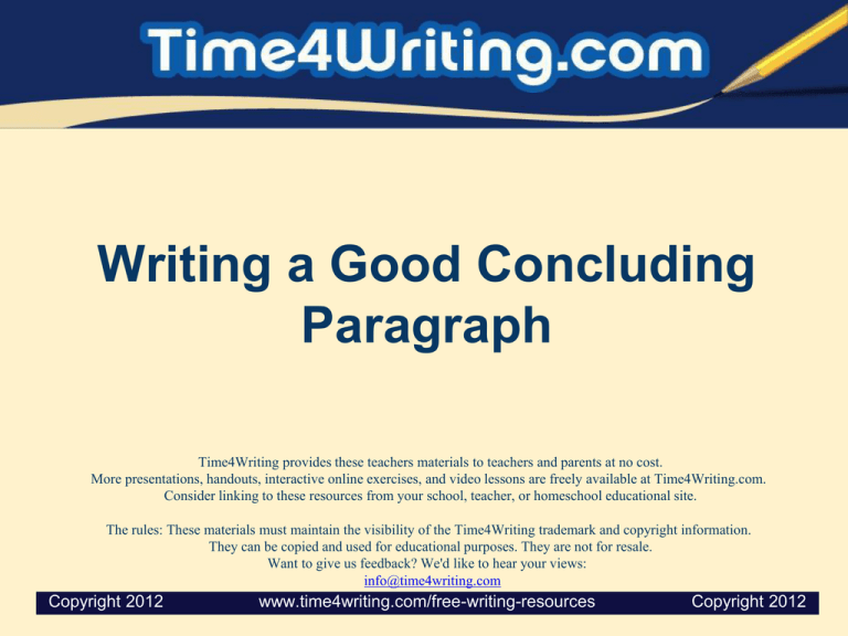 Writing A Good Concluding Paragraph