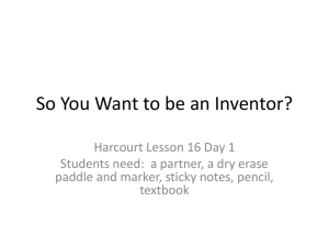 So You Want to be an Inventor Day 1