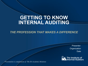 Getting to Know Internal Auditing - The Institute of Internal Auditors