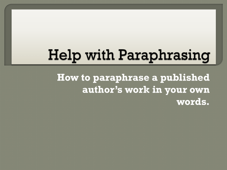 importance of paraphrasing in social work
