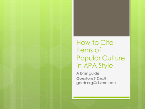 Citing Popular Culture in APA