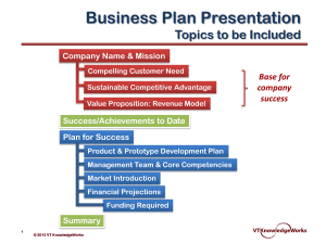 Business Plan Presentation Overview