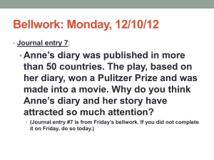 Week 3: The Diary of Anne Frank