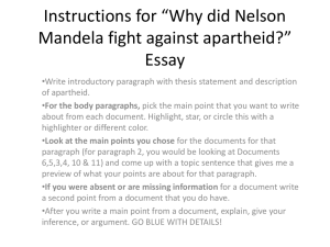 Instructions for *Why did Nelson Mandela fight against apartheid
