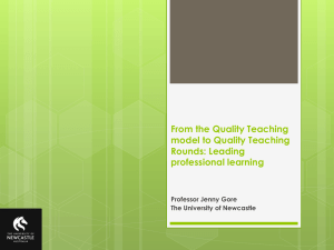 From the Quality Teaching model to Quality Teaching Rounds
