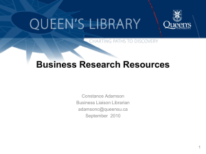 Business Research Resources - Queen`s University Library