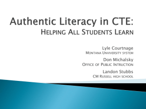 Authentic Literacy in CTE - Montana University System