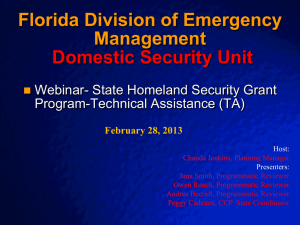 February 28, 2013 Webinar-State Homeland Security Grant Program