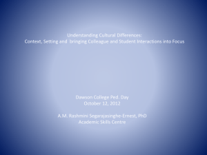 Understanding Cultural Differences: Context, Setting